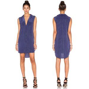 Equipment Sleeveless Slim Signature Stripe Dress Ultramarine Bright White Small